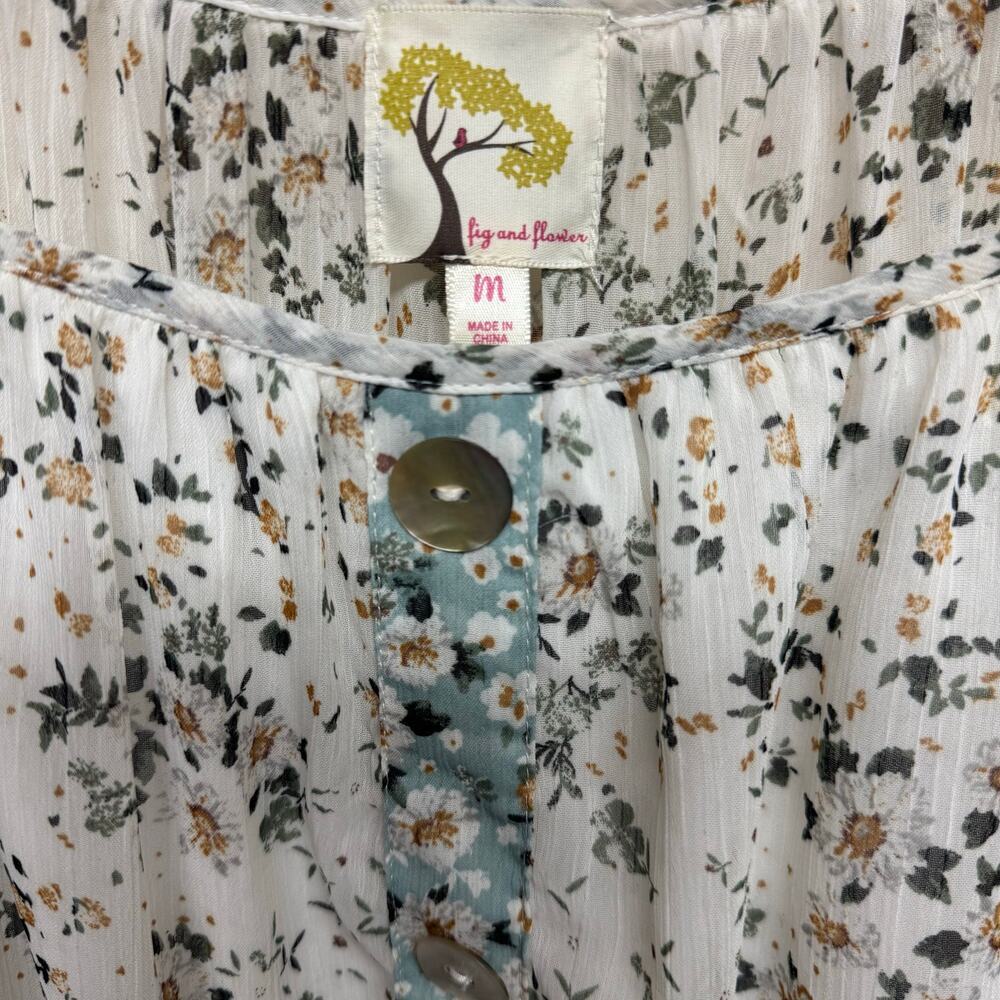 Fig & Flower Floral Tiered Midi Dress Boho Cottagecore  Size Medium - Picture 7 of 7